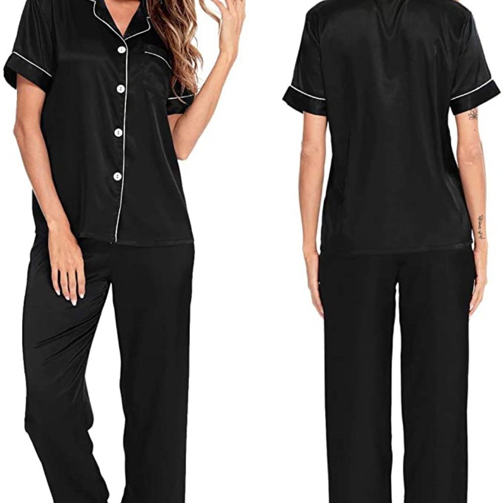 SWOMOG Womens Silk Satin Pajamas